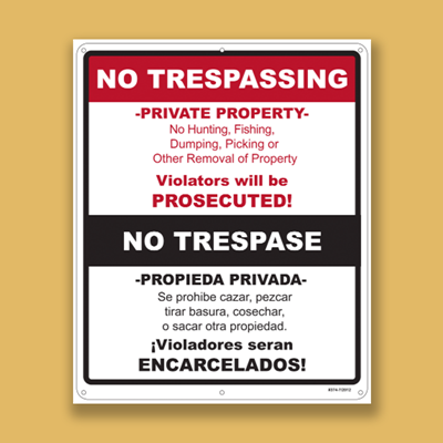 Picture of No Trespassing (English/Spanish/Metal)